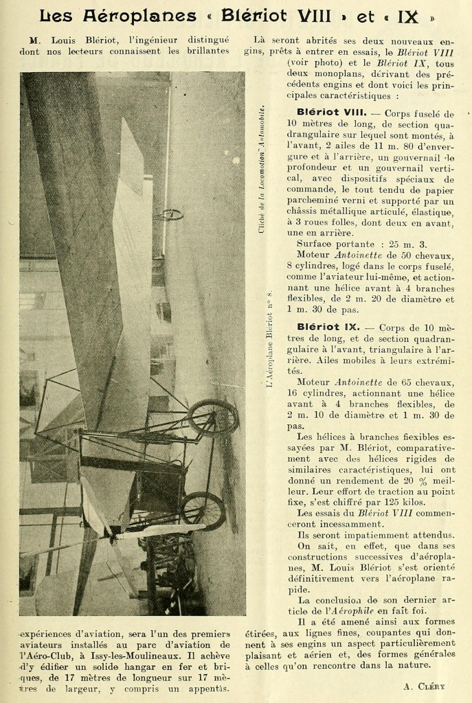 Bleriot Airplanes VIII And IX As Published In L'Aerophile Revue Technique Apr 15 1908