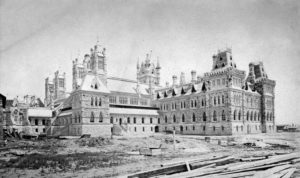Ottawa Parliament Center Block Under Construction 1866